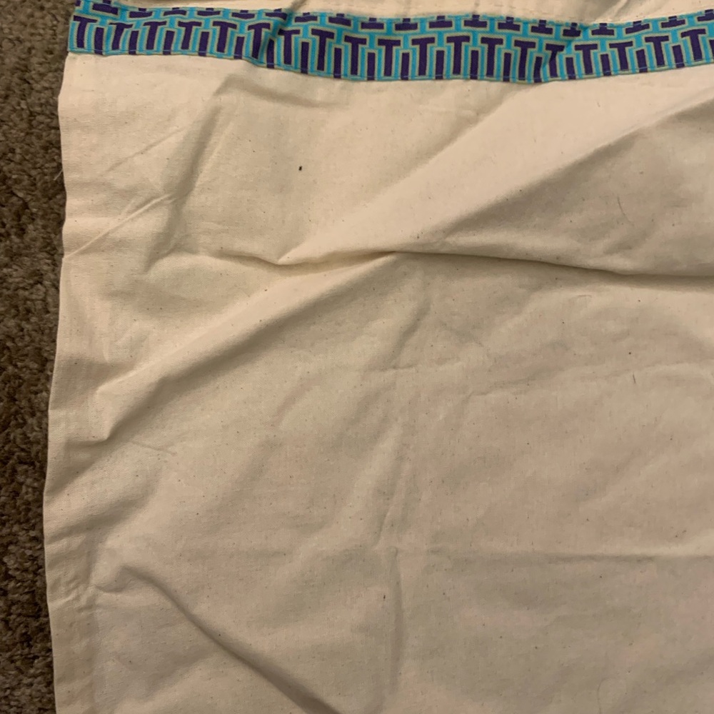 Tory Burch Cream medium dust Bag with Blue and Purple Trim